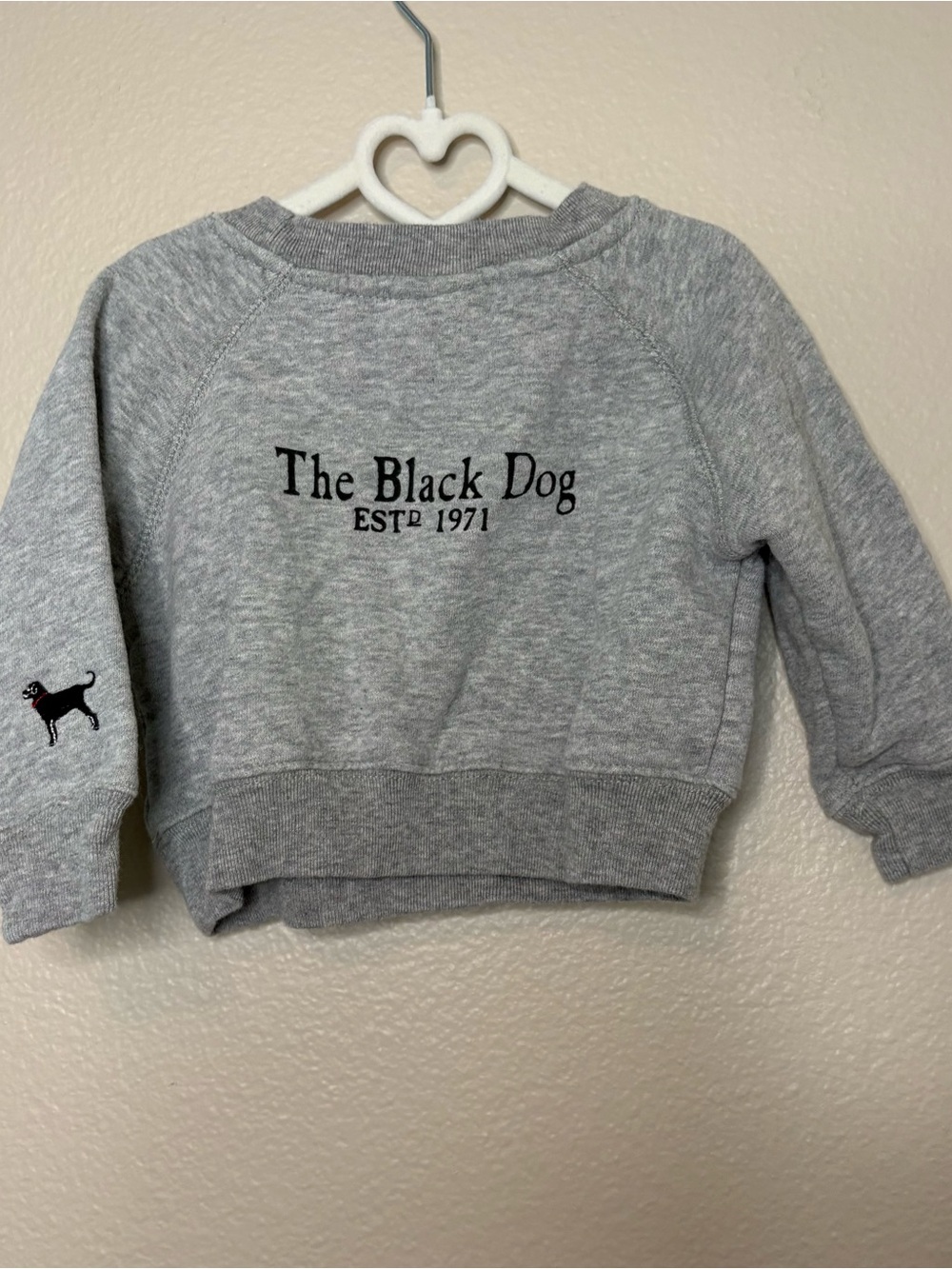 The black dog vintage infant kid children sweatshirt grey cotton 0-6 months - Picture 2 of 7